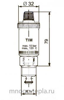 Воздухоотводчик автоматический 1/2" TIM BL5816 хромированный с запорным клапаном - №1