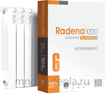 Радиатор алюминиевый Radena R 500/100 x4 секции - №1