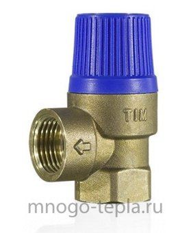 Предохранительный клапан 1/2" ВР TIM BL22FF-C-3 (3 бар) синий - №1