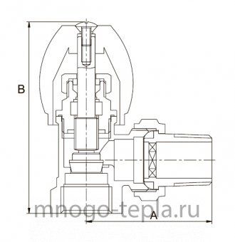Вентиль для радиатора отопления угловой верхний Zeissler RS201.02, 1/2", регулировочный, со стопорным кольцом - №1