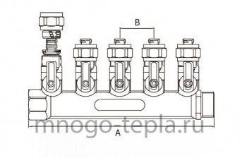 Коллектор с шаровыми кранами TIM 200-3/4(5) (3/4" х 16 цанга), на 5 отводов, под цангу - №1