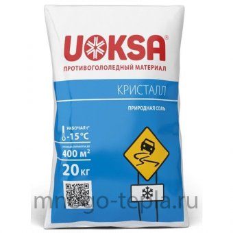 Противогололедный реагент UOKSA КРИСТАЛЛ -15°C, 20 КГ - №1