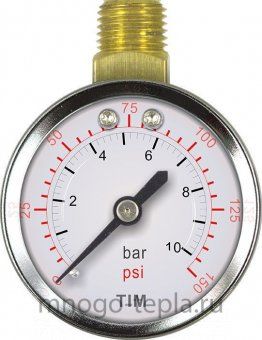 Манометр давления воды до 10 бар TIM Y-50C-10 (1/4" НР) радиальный - №1