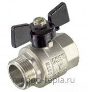 Кран шаровый 3/4" ГШ TIM (DE1218X) никелированный усиленный прямой - бабочка