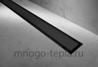 Трап для душа под плитку с горизонтальным фланцем свободного вращения Zeissler BAD557002BK, размер 700 x 70мм, защита от запаха (сухой + гидрозатвор), цвет черный матовый - №1