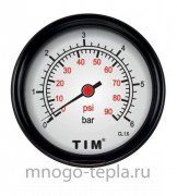 Манометр давления воды до 6 бар TIM Y-50T-6 (1/4" НР) аксиальный
