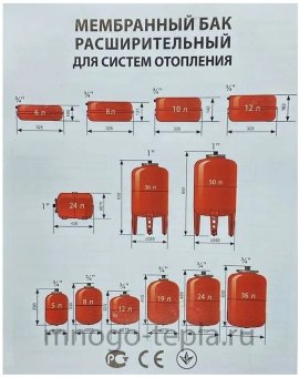 Расширительный бак AquaTim VCF-50LD, на 50 литров, вертикальный, напольный - №1