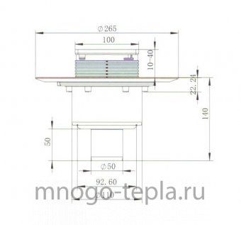 Трап для душа с вертикальным выпуском квадратный Zeissler BAD661001, размер 100 x 100мм, защита от запаха (сухой затвор) - №1