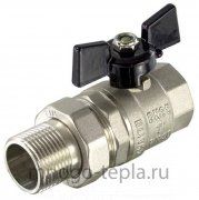 Кран шаровый американка никелированный усиленный прямой TIM (DE1234X) - 11/4" бабочка