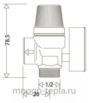 Предохранительный клапан с манометром 1/2" НР TIM BL4802-3 (3 бар) красный - №1
