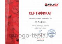 Сертификат официального партнера Valfex