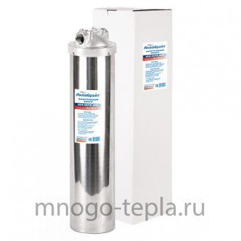 Магистральный фильтр для воды Аквабрайт АБФ-НЕРЖ-20ББ, подключение 1", формат BB 20, из нержавеющей стали - №1