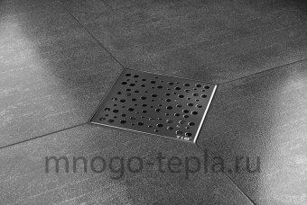 Трап для душа с горизонтальным выпуском квадратный TIM BAD411502, размер 150 x 150мм, защита от запаха (сухой + гидрозатвор), решетка с круглой ячейкой - №1